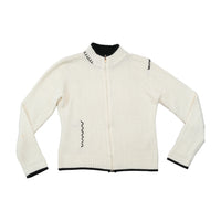 Z&D Fashion Contrast Stitch Full Zip Wool Sweater