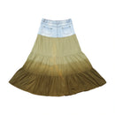 Here + There Denim Yoke Tiered Cotton Maxi Skirt