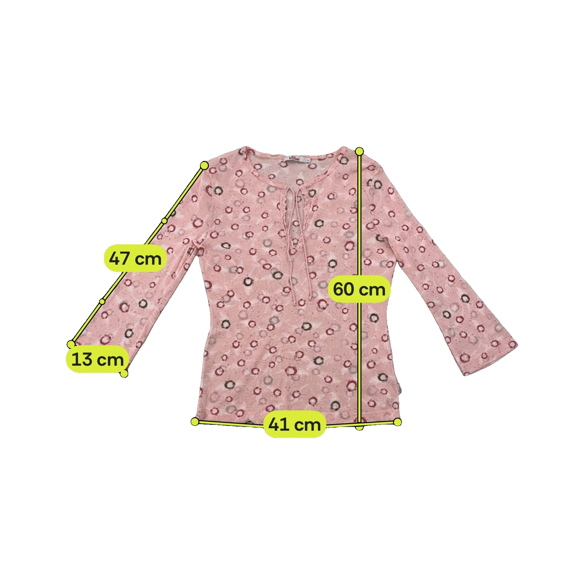 s.Oliver Sheer Pink Ring Print Tie Neck Blouse