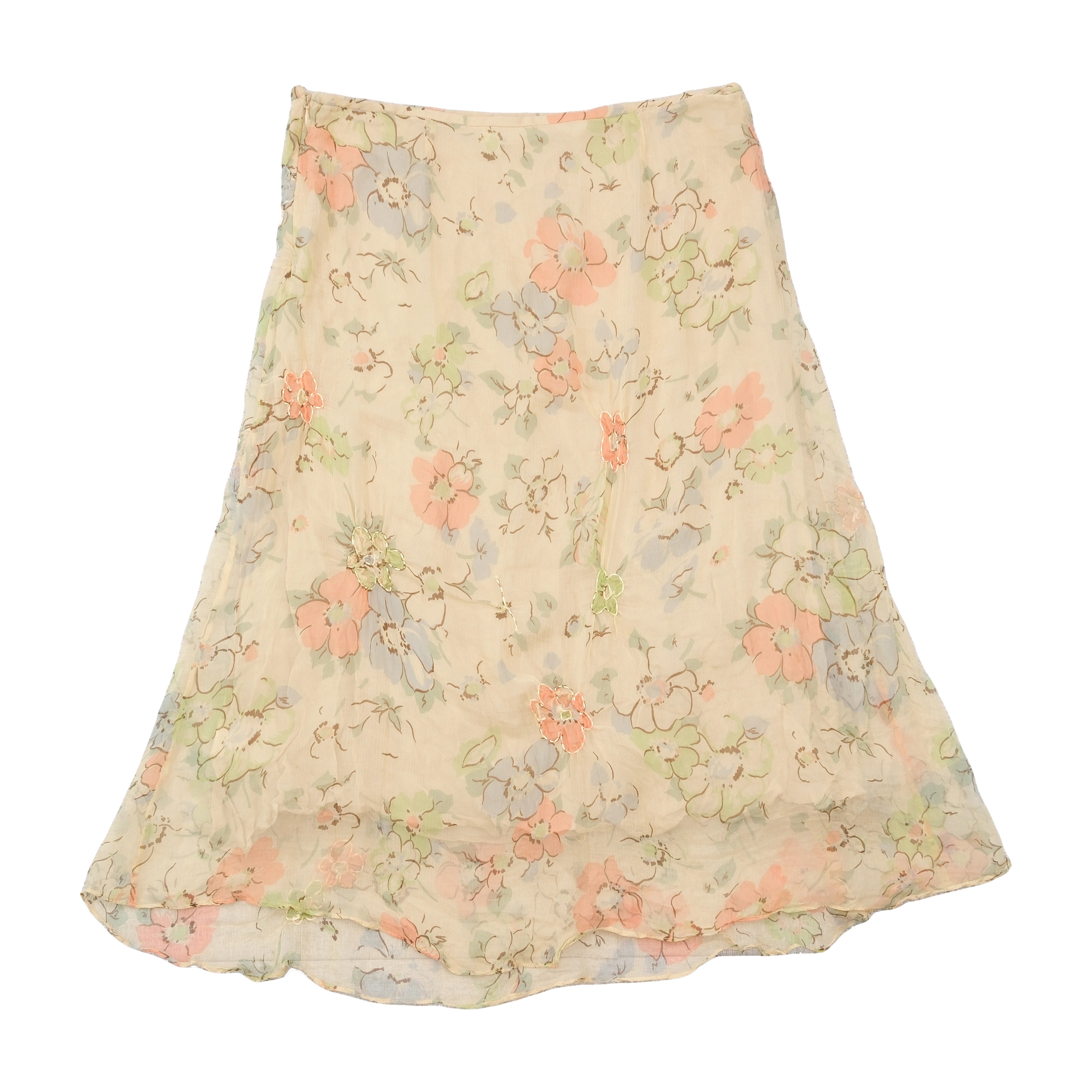Aspesi Floral Appliqué Silk Skirt
