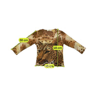 T-shirt Mad People Italia com decote em V Profundo e estampado de Leopardo
