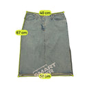 Kookai Light Wash Denim Midi Skirt with Raw Frayed Hem