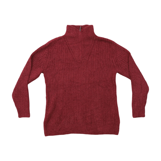 L.L.Bean Textured Knit Quarter-Zip Wool Blend Sweater