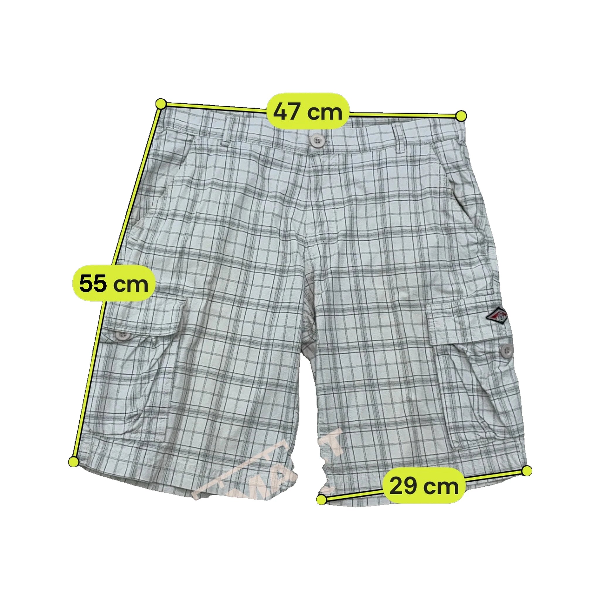 Bear Surfboards Plaid Cotton Cargo Shorts