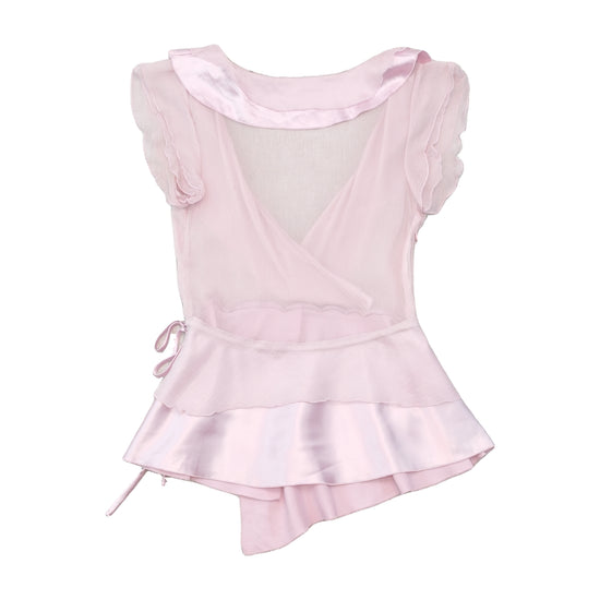 Silk Ruffle Wrap Blouse