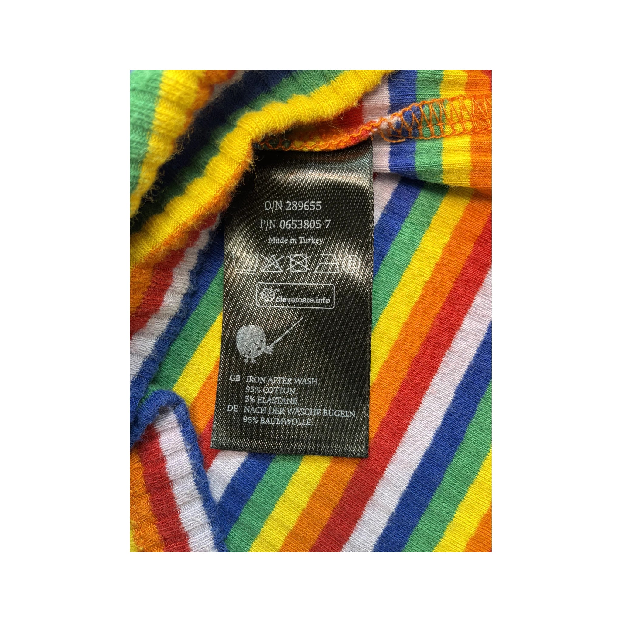 Monki Rainbow Striped Ribbed Cotton Mock Neck T-Shirt