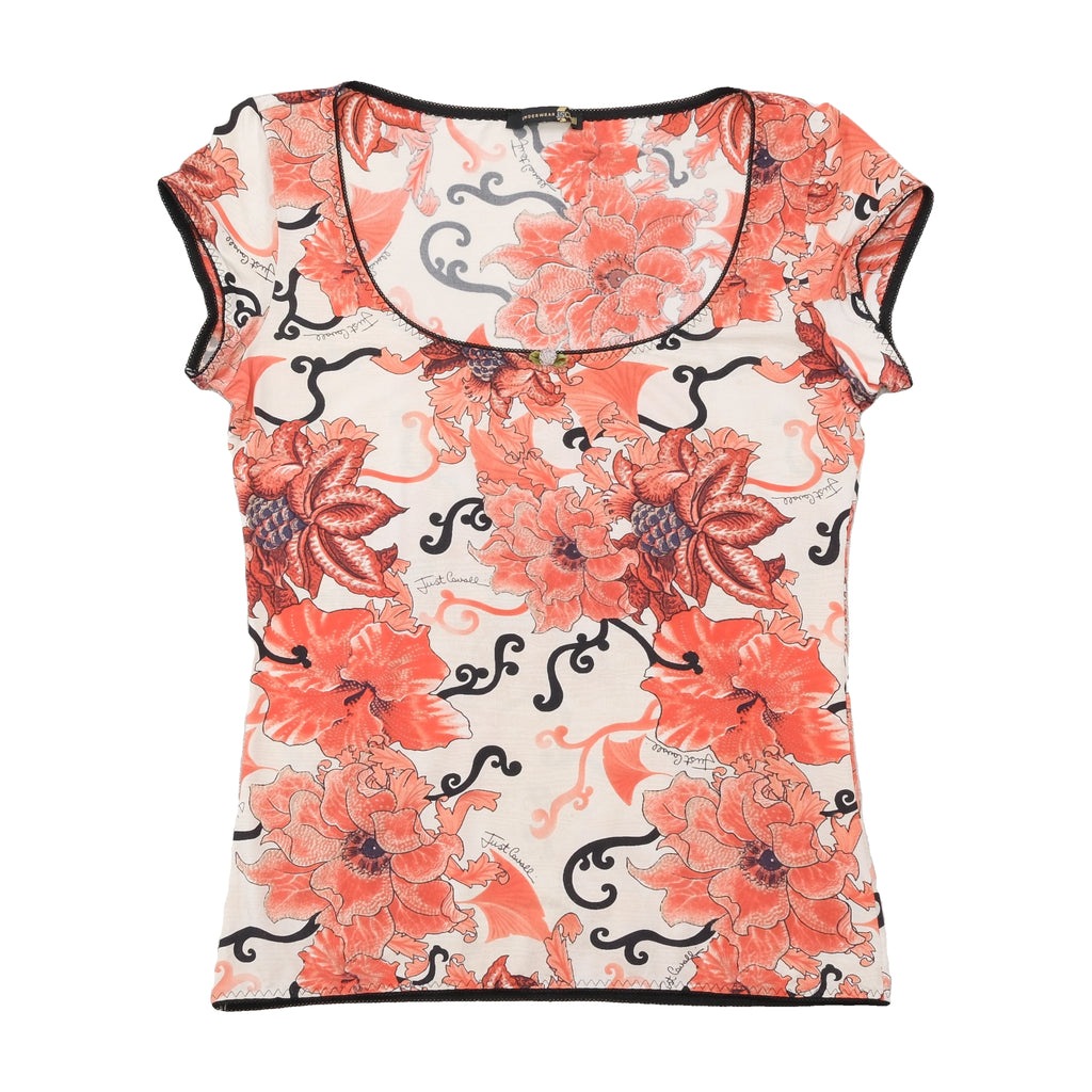 Just Cavalli Floral Print Scoop Neck T-shirt