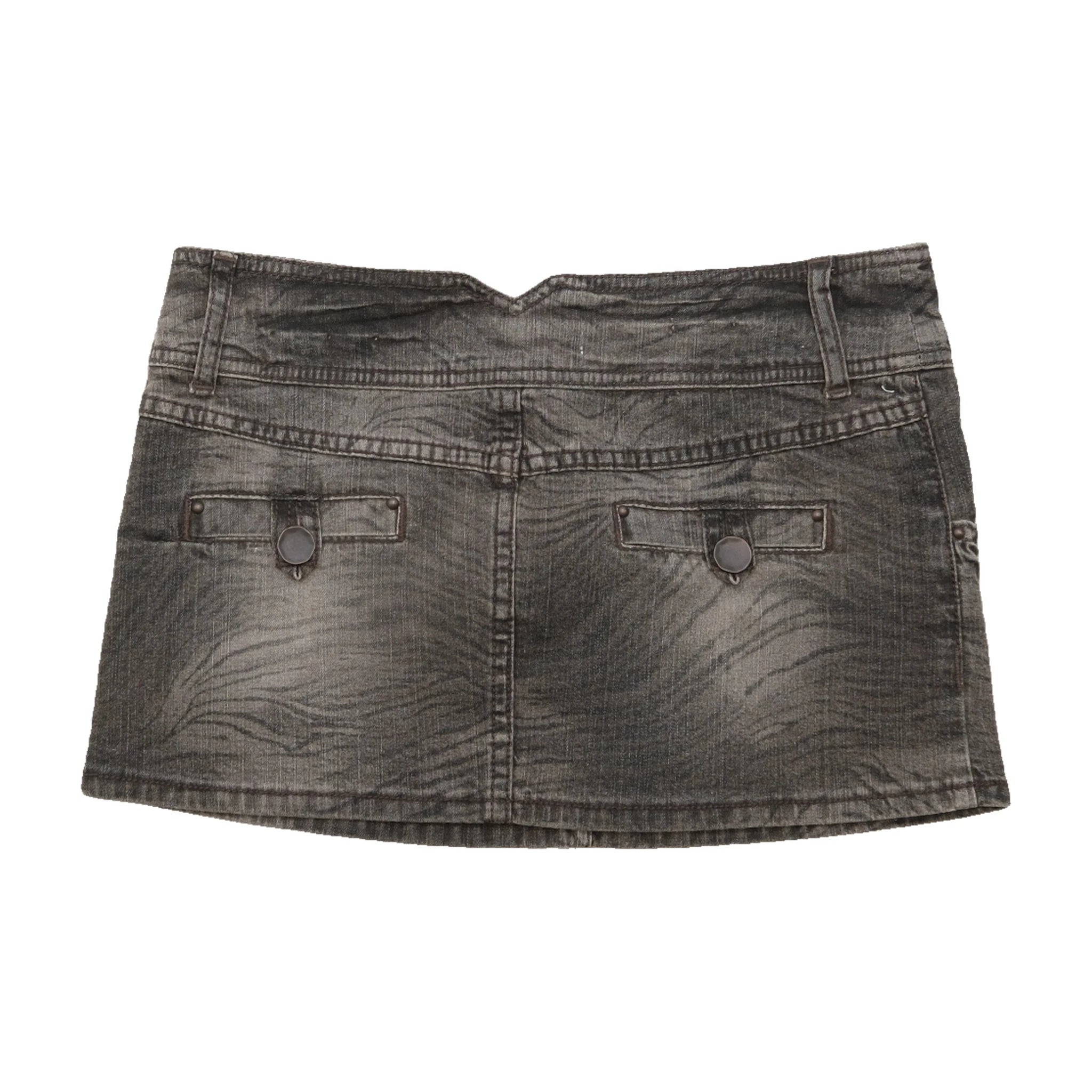 Stradivarius Faded Gray Denim Mini Skirt