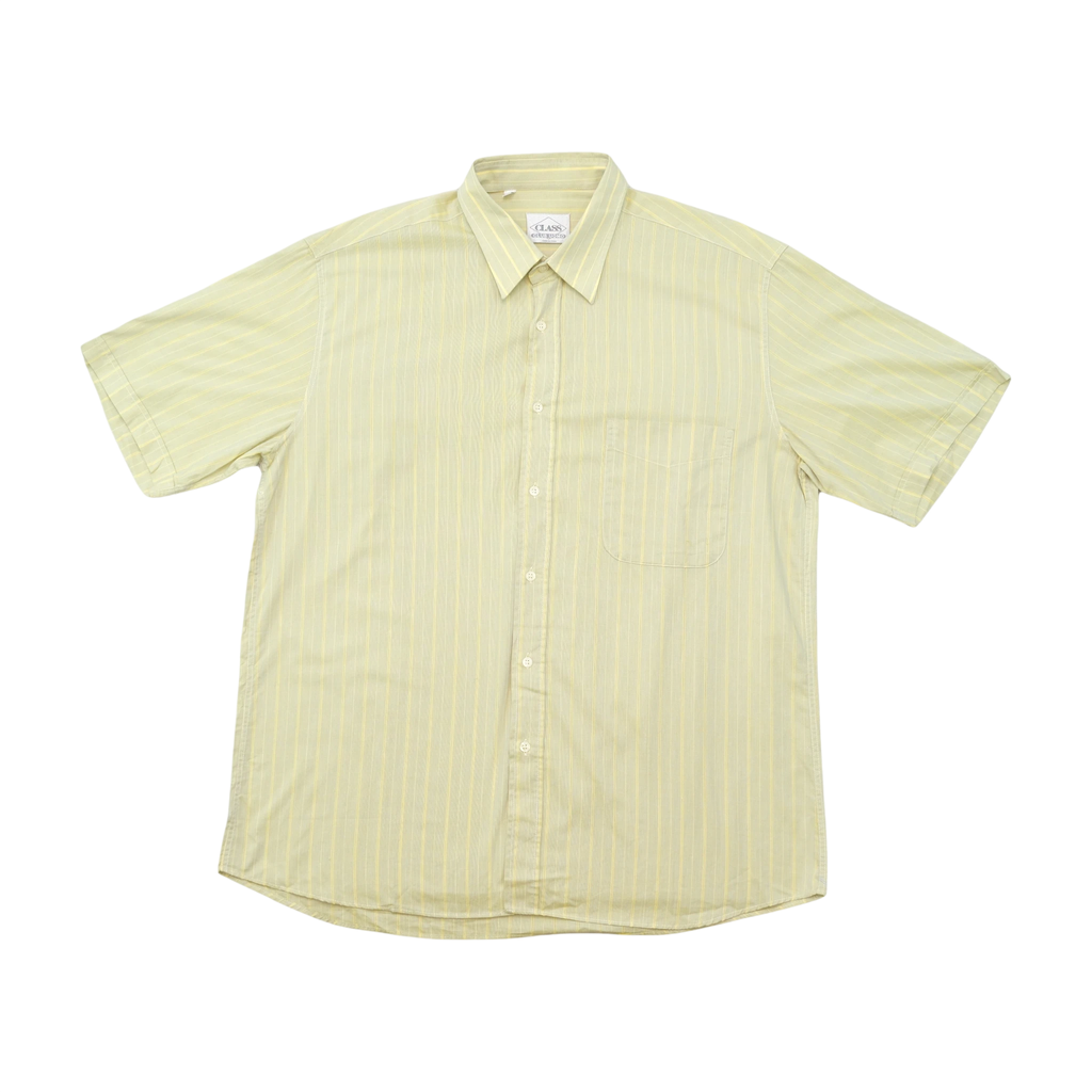 Class Club Uomo Pale Yellow Striped Short Sleeve Shirt