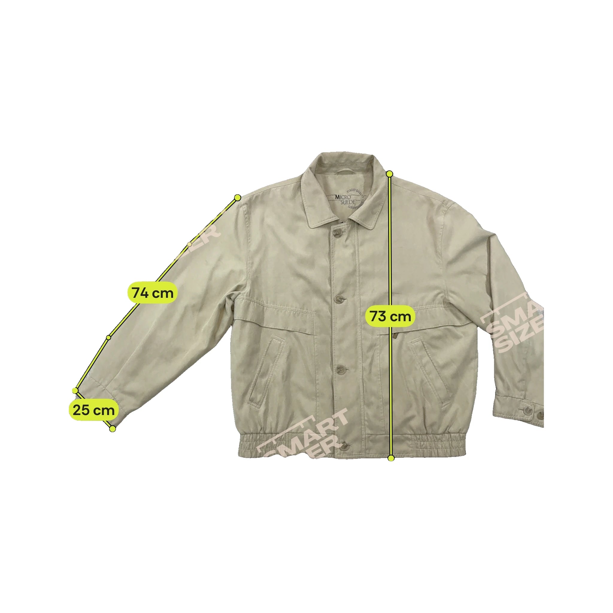 Micro Suede Beige Button Front Blouson Jacket
