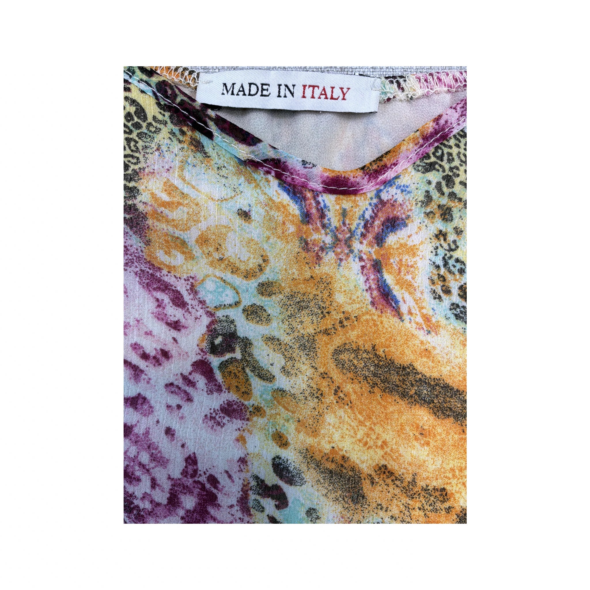 Made in Italy Abstract Animal Print Slip Dress
