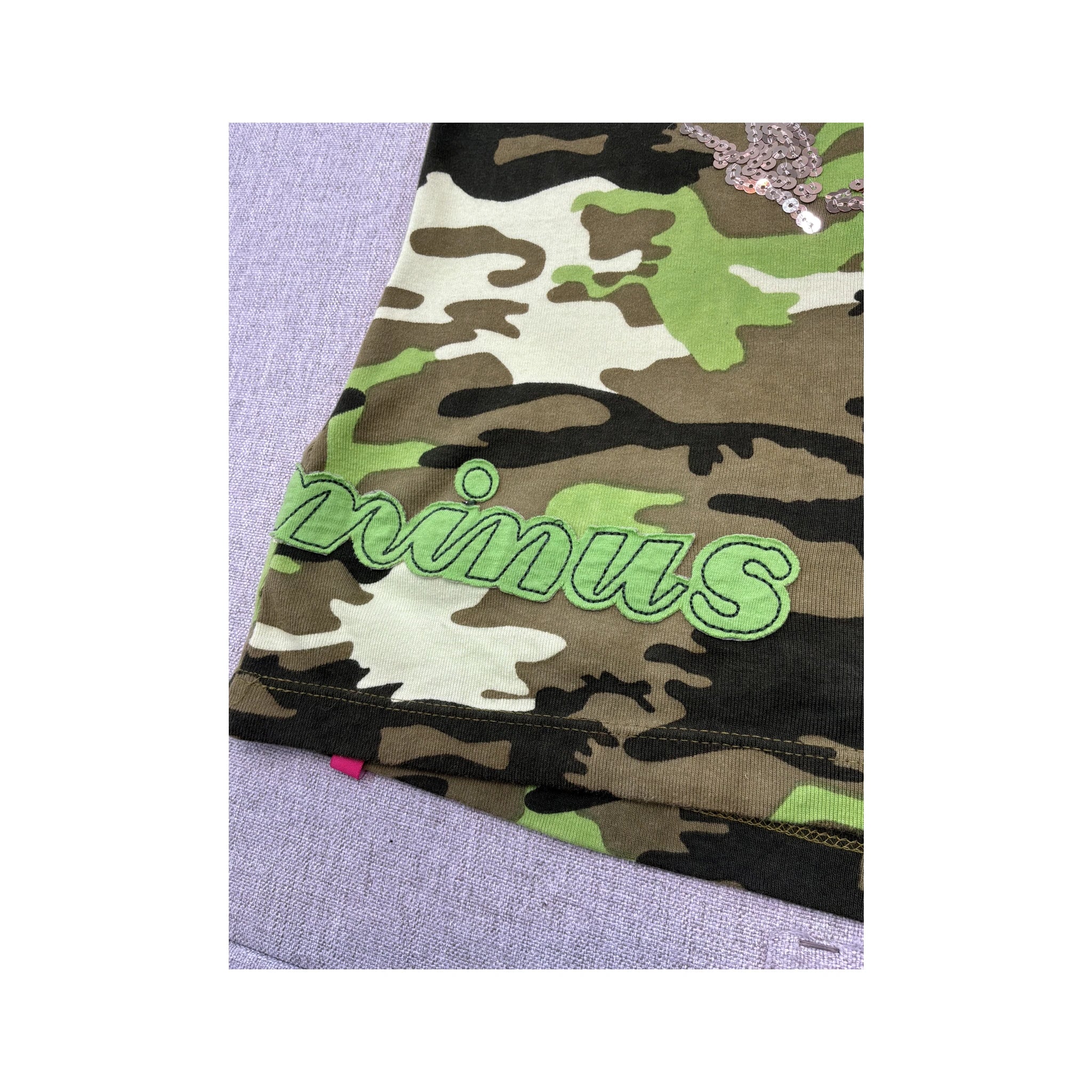 Plus Minus Camouflage Embroidered Sequin Cotton Tank Top