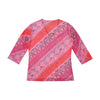Pink Paisley V-Neck 3/4 Sleeve Mesh Top