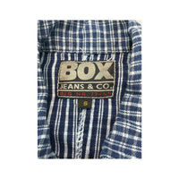 BOX Jeans & Co. Blue Plaid Zip Front Vest Jacket