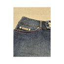 Mini saia Extyn Jeans em ganga com Costuras Contrastantes