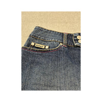 Mini saia Extyn Jeans em ganga com Costuras Contrastantes