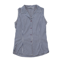 Blue e gcs Vintage Navy White Gingham Cotton Sleeveless Blouse