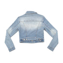 Extyn Cropped Faded Denim Zip Jacket