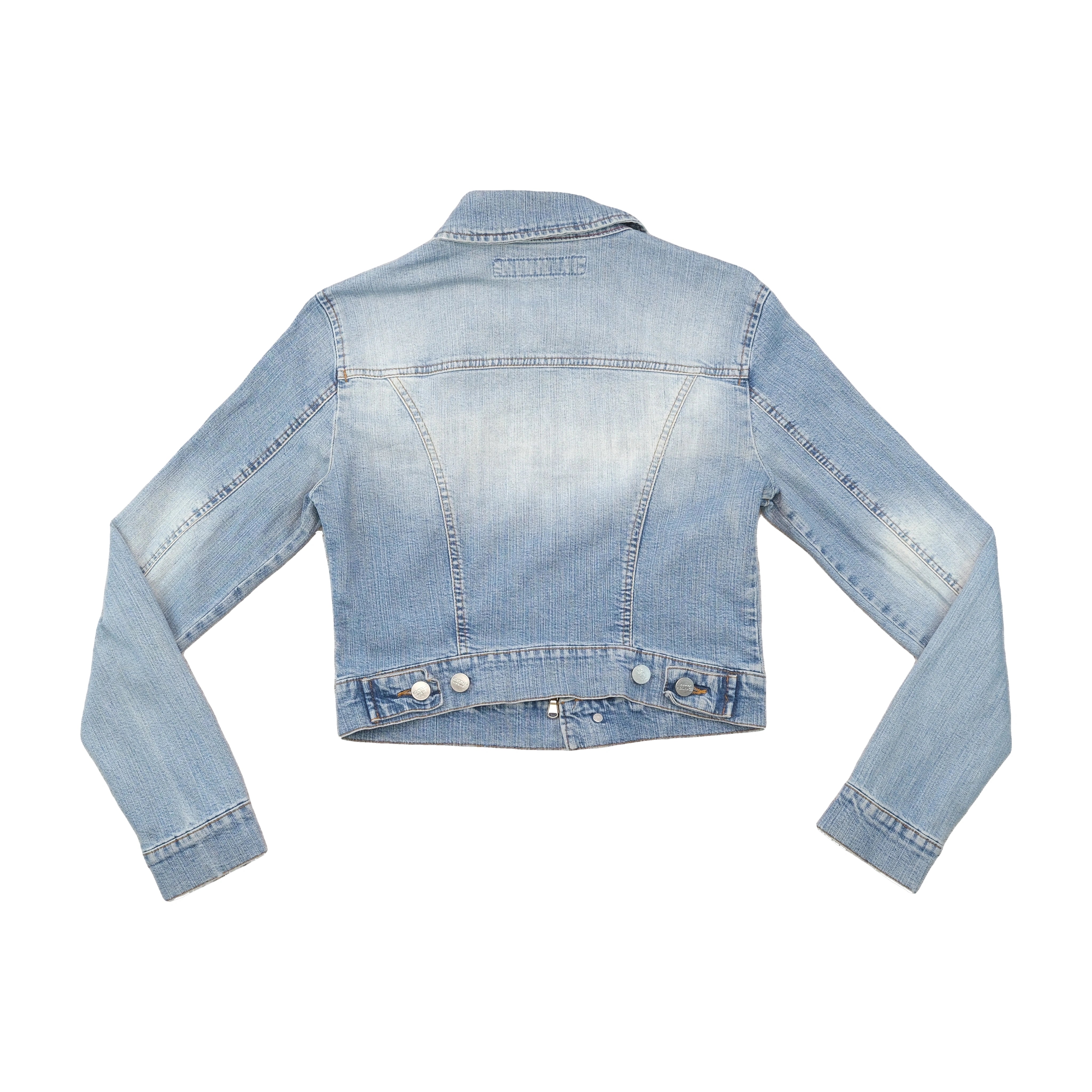 Extyn Cropped Faded Denim Zip Jacket
