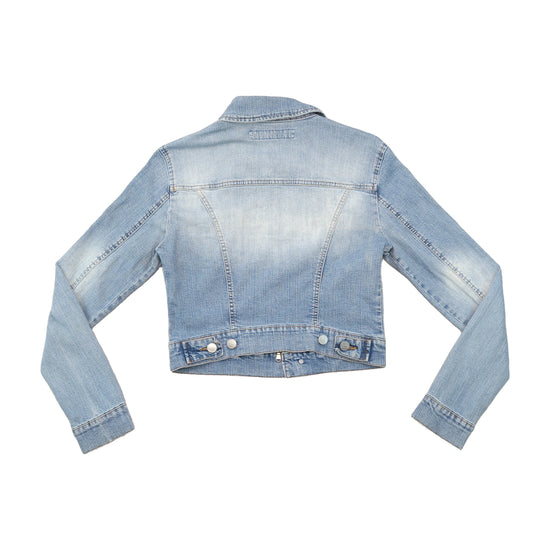 Extyn Cropped Faded Denim Zip Jacket