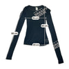 Miss Sixty Black Ruched Shoulder Long Sleeve Top