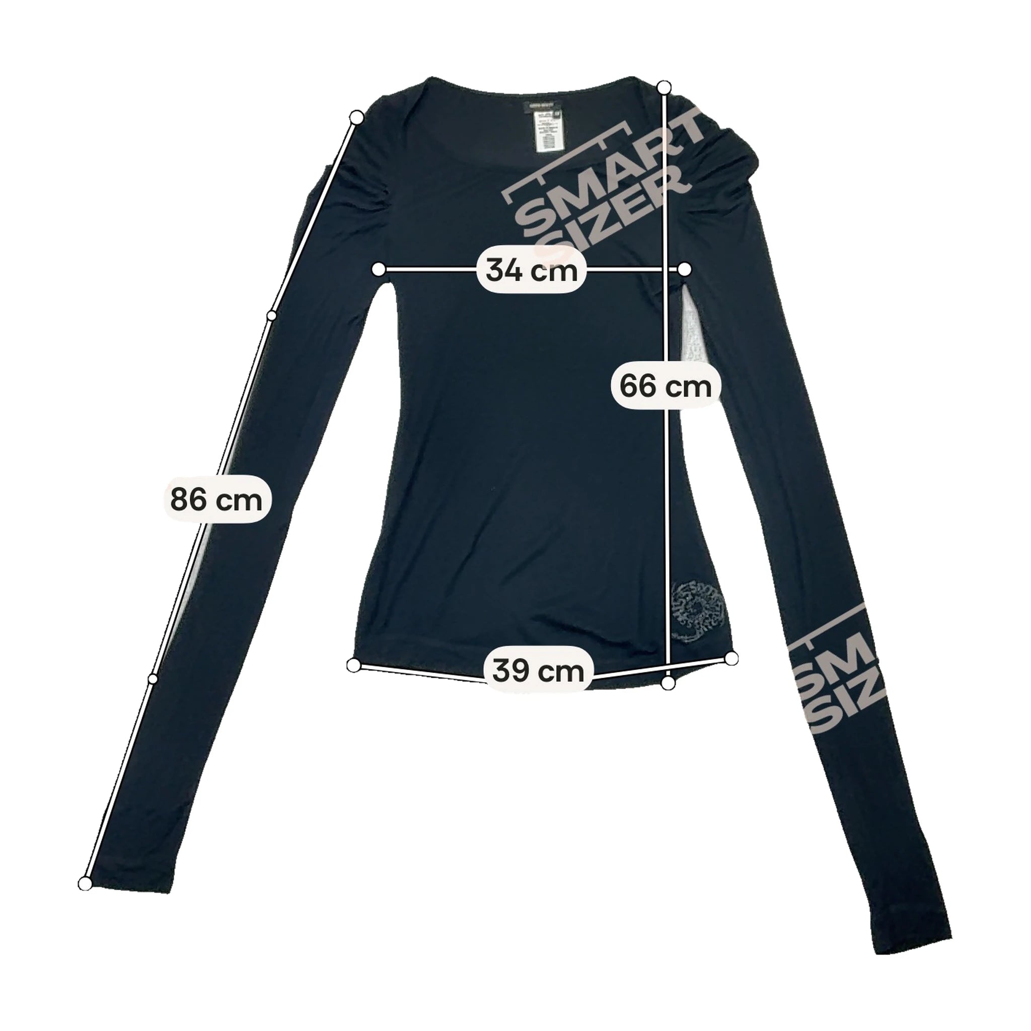 Miss Sixty Black Ruched Shoulder Long Sleeve Top