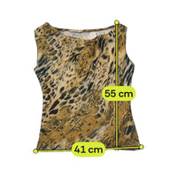 Top de alças de malha sem mangas com estampado animal