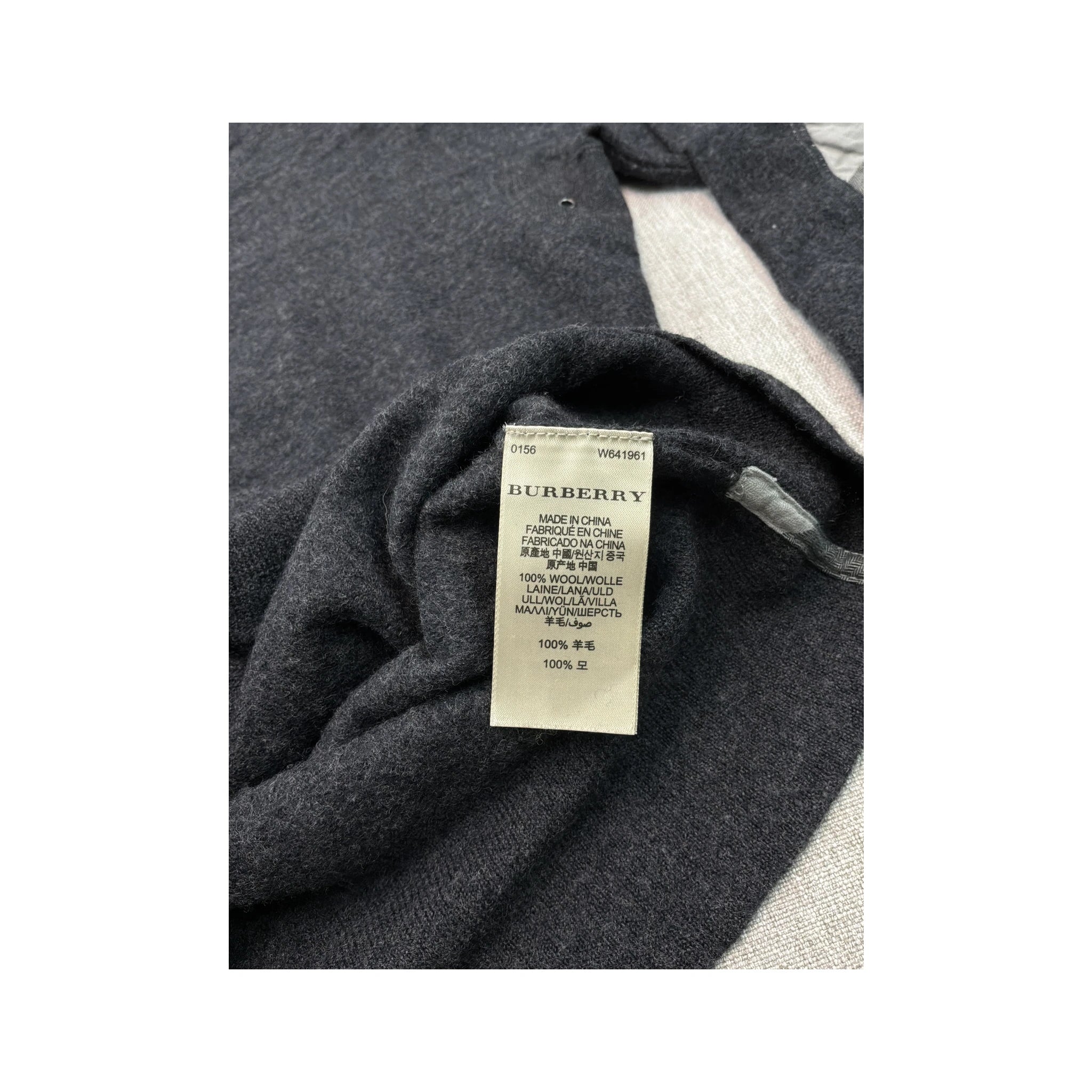 Burberry Wool V-Neck Sweater with Check Elbow Patches