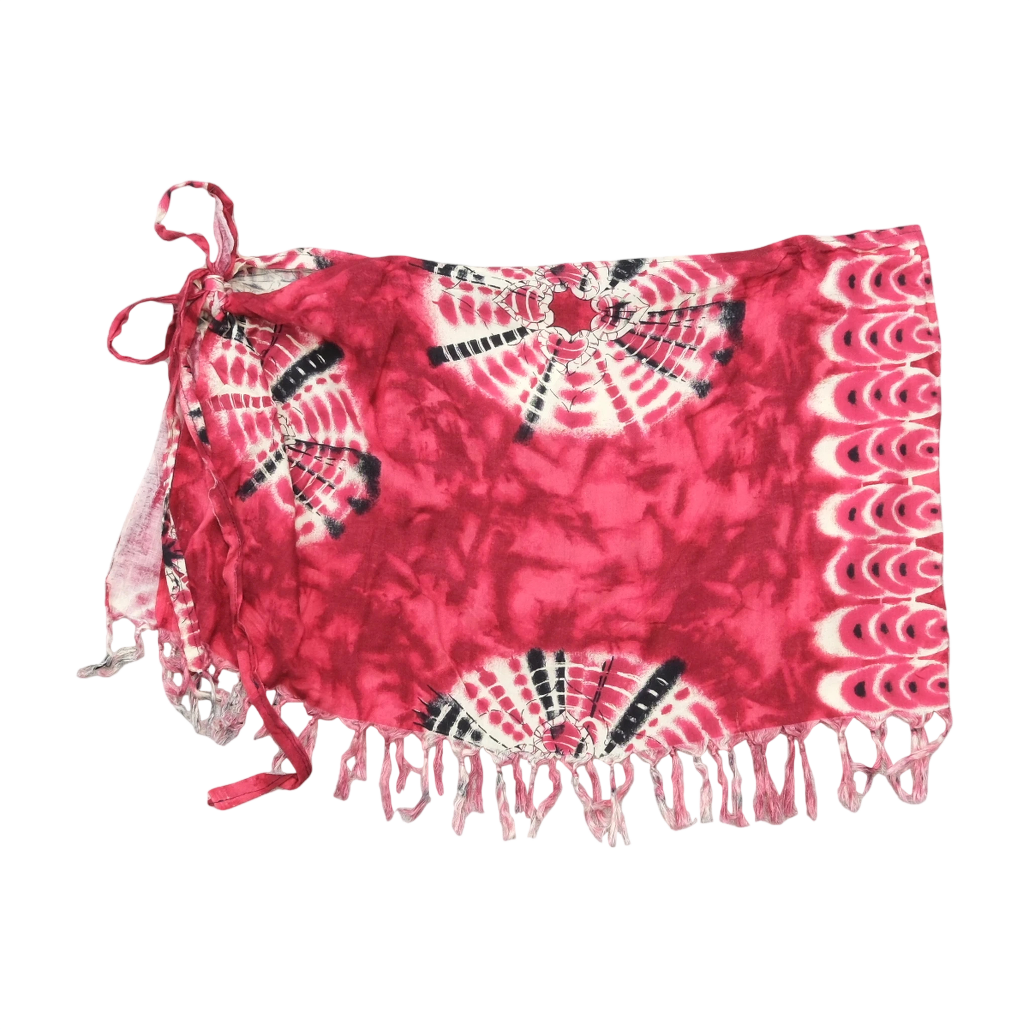 Saia Cruzada vintage rosa Tie-Dye com Franjas