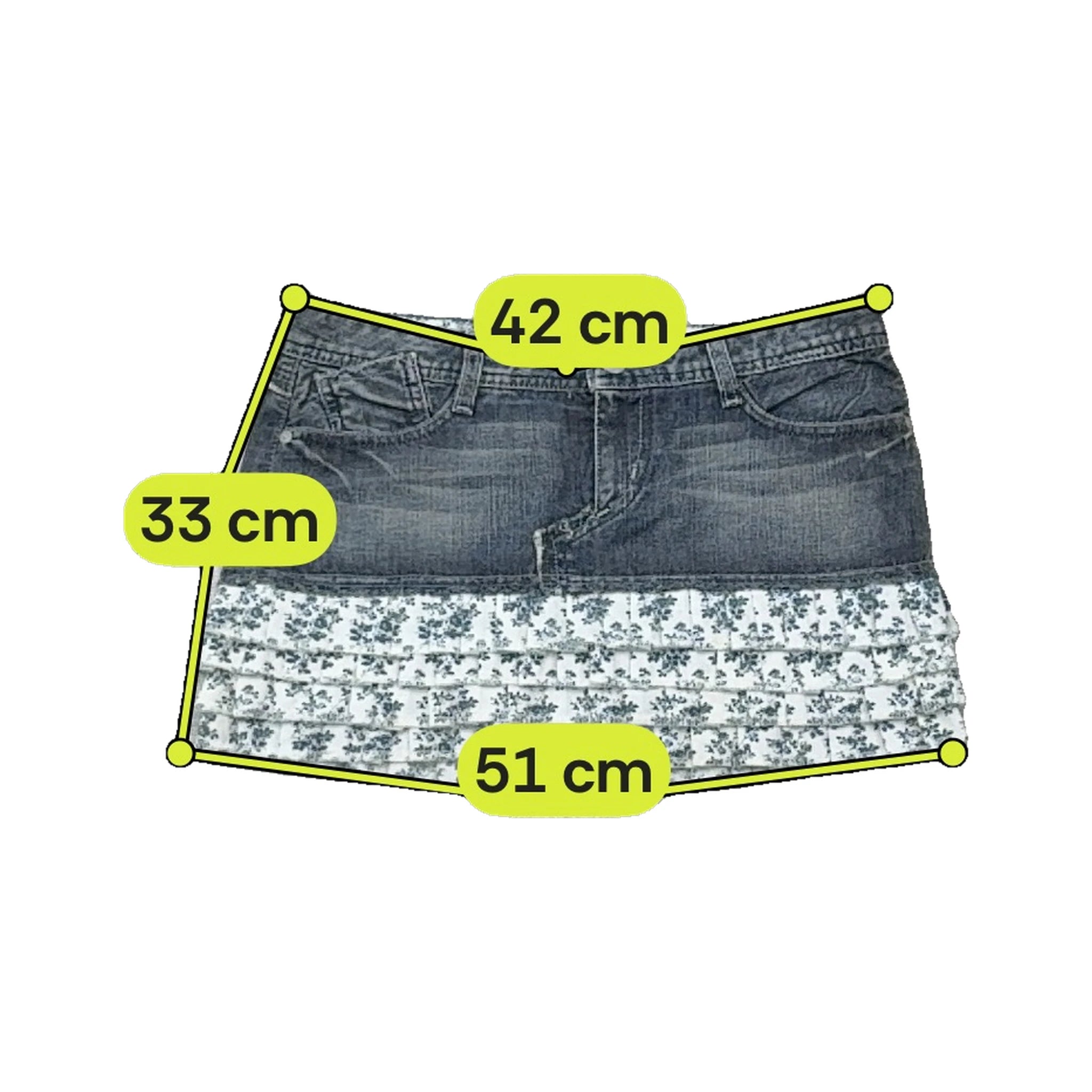 Guess Y2K Floral Ruffle Denim Mini Skirt