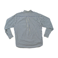 Green Leaves Gingham Plaid Button-Down Cotton Shirt