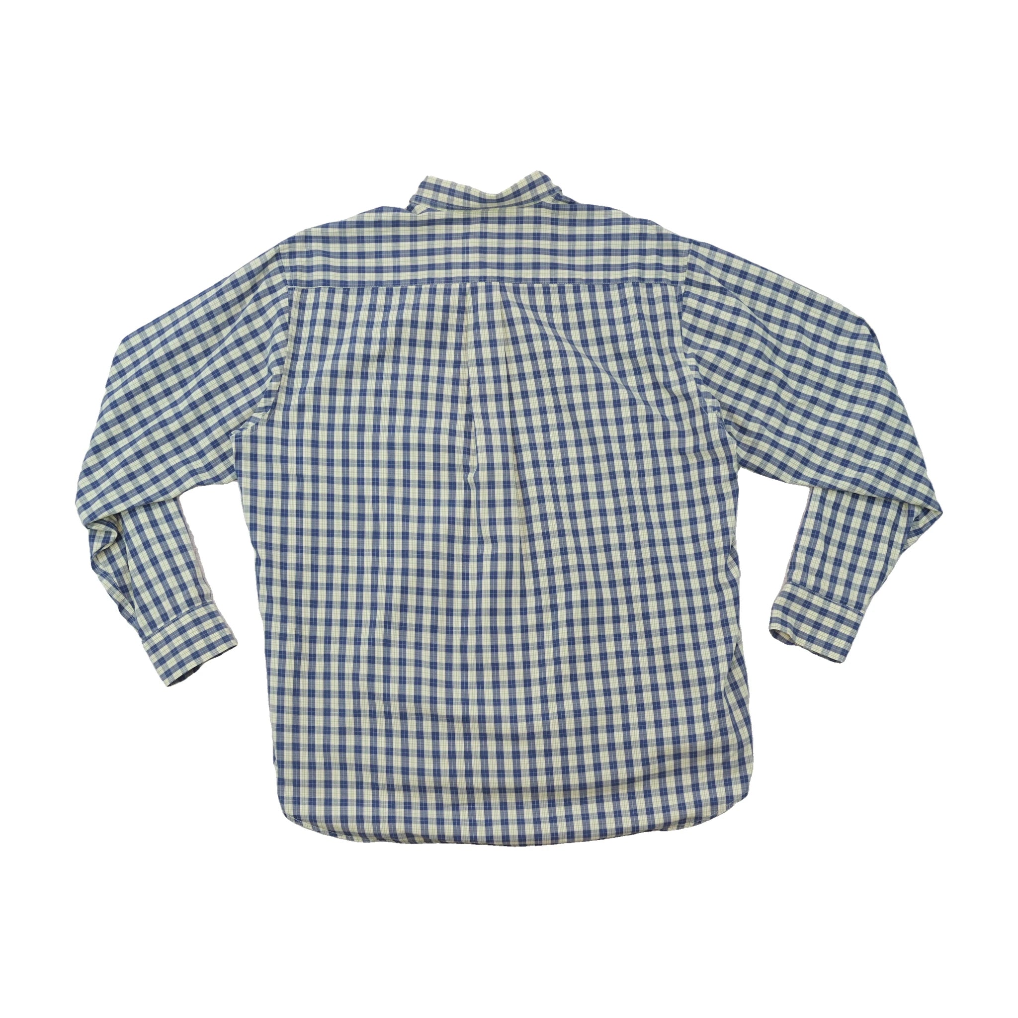 Green Leaves Gingham Plaid Button-Down Cotton Shirt