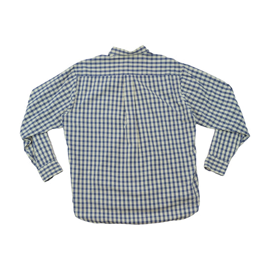 Green Leaves Gingham Plaid Button-Down Cotton Shirt