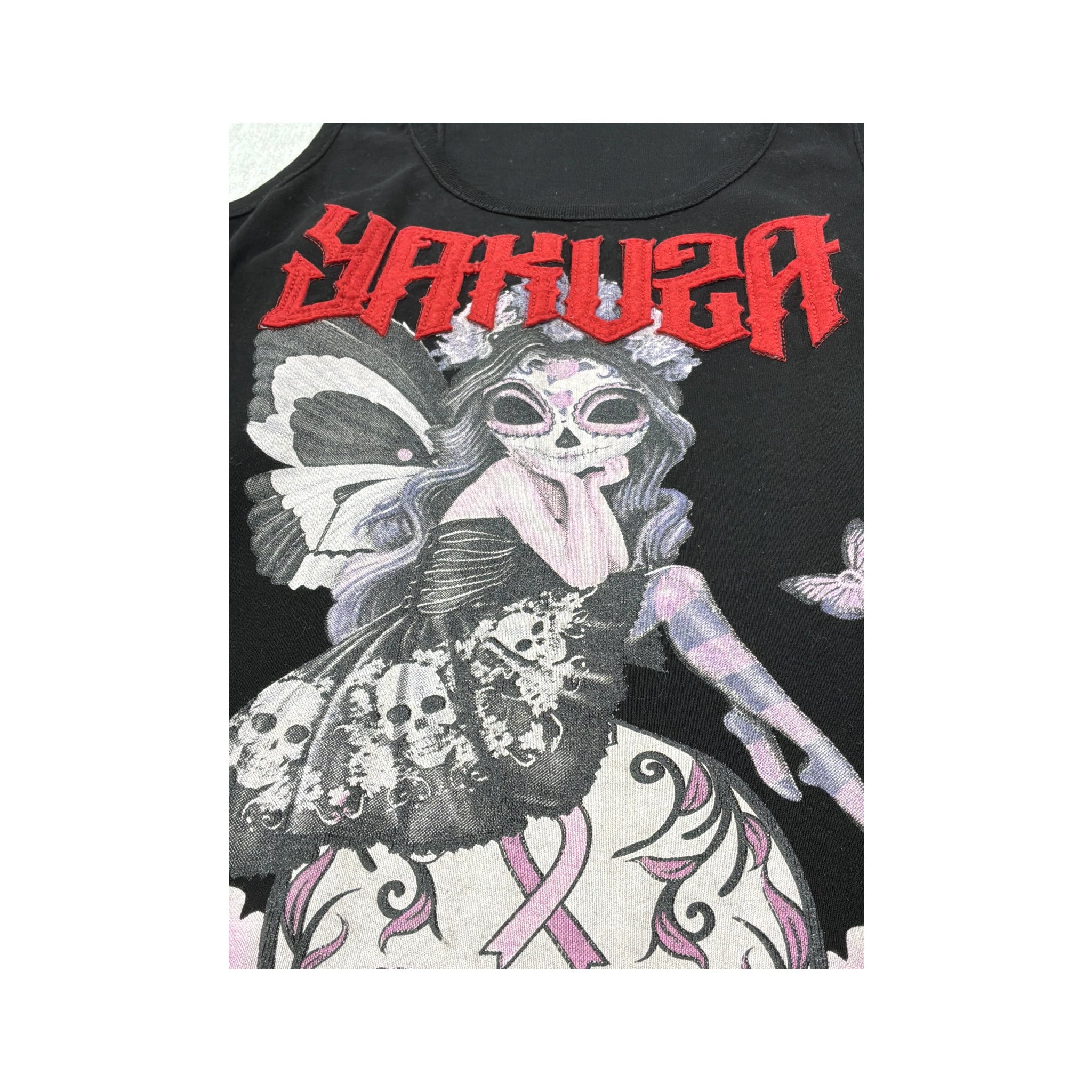 Top de alças Yakuza em algodão com estampado Fairy Skull
