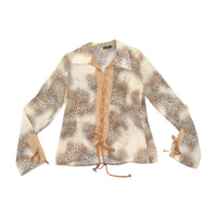 OMAI Leopard Print Lace Up Blouse