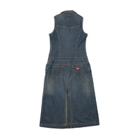 Vestido Midi Miss Sixty sem mangas em ganga com Molas à Frente