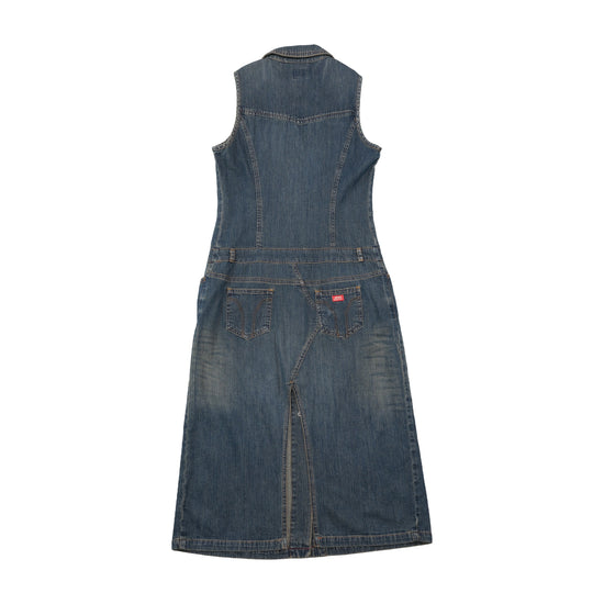 Miss Sixty Sleeveless Snap Front Denim Midi Dress