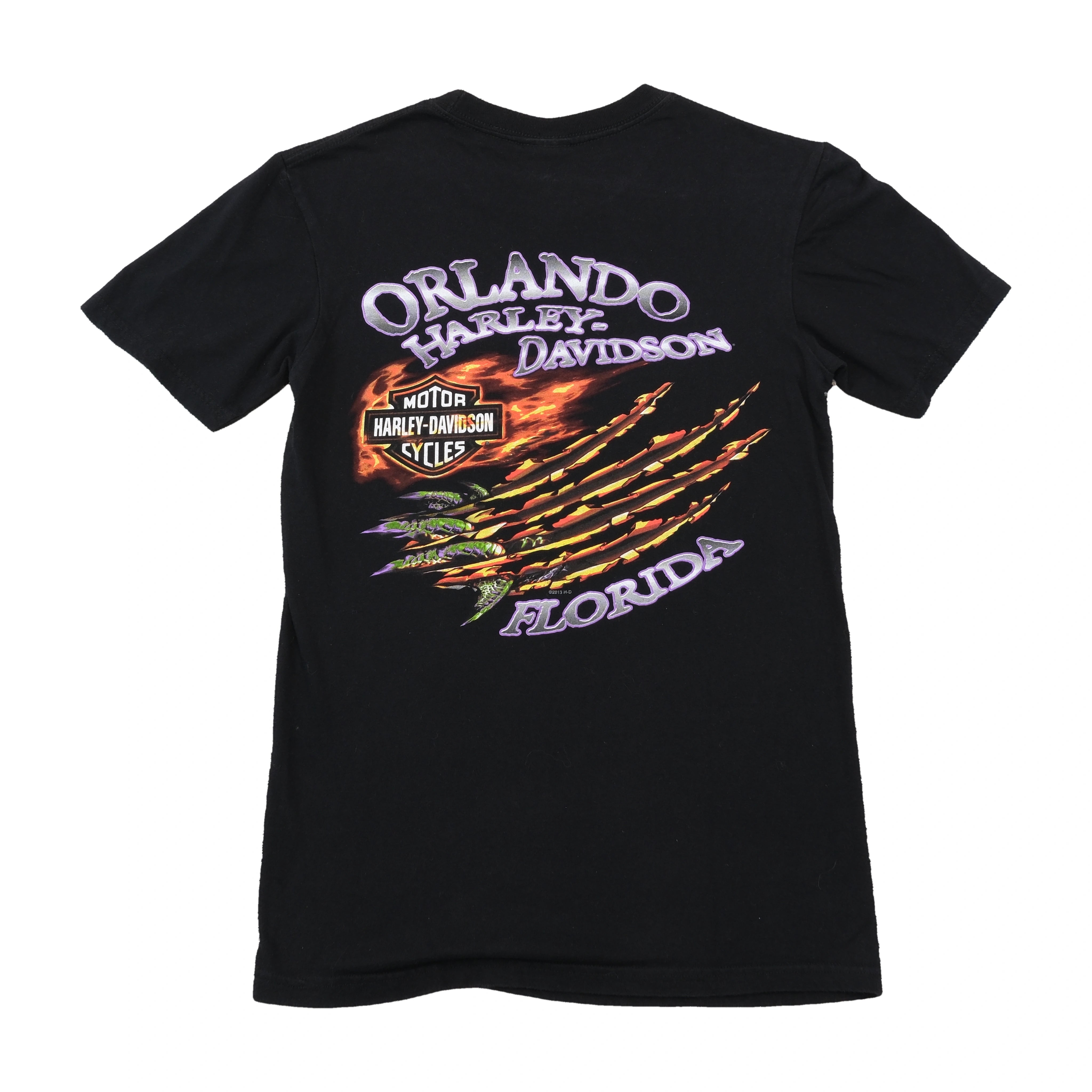 T-shirt Harley-Davidson Orlando Florida com estampado de Crocodilo em Chamas