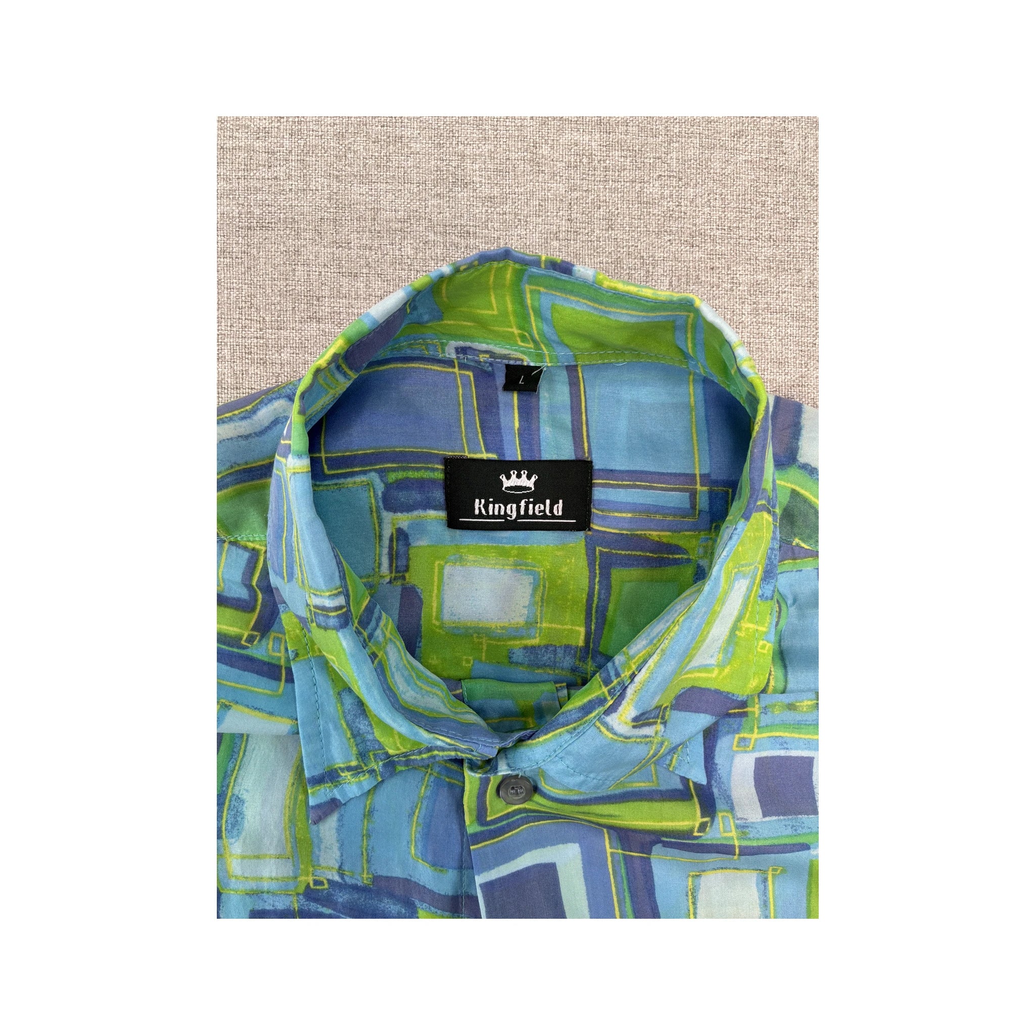 Kingfield Abstract Geometric Print Short Sleeve Button Up Shirt