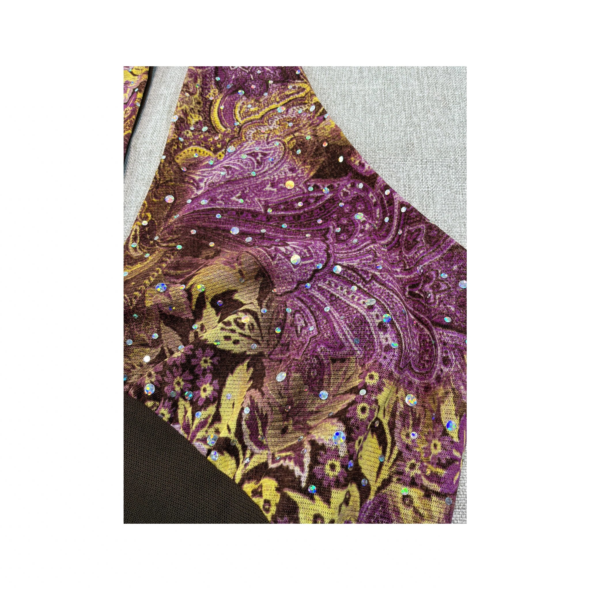 Y2K Sequin Paisley Halter Tank Top