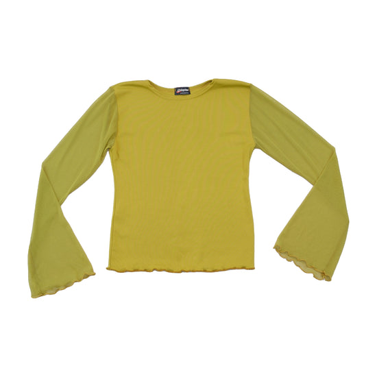 Blusa Transparente Anteprima Back Collection de Manga de Sino com Bainha Ondulada