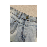 Here + There Denim Yoke Tiered Cotton Maxi Skirt