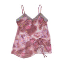 Y2K Paisley Beaded Lace Trim Sheer Tank Top