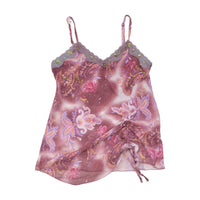 Y2K Paisley Beaded Lace Trim Sheer Tank Top