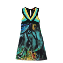 Abstract Print Sleeveless V-Neck Midi Dress Size 44