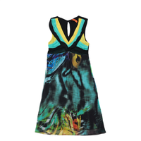 Abstract Print Sleeveless V-Neck Midi Dress Size 44