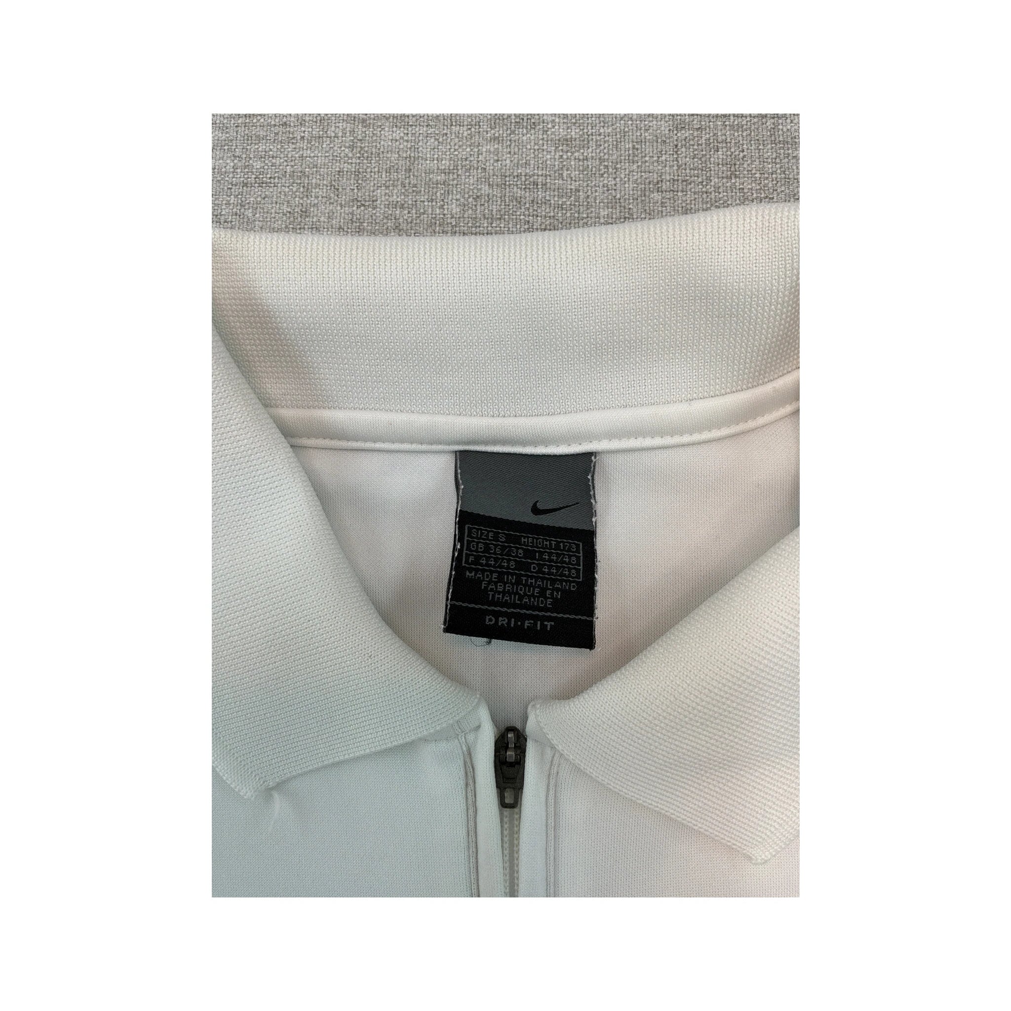 Nike Vintage White Contrast Panel Zip Polo Shirt