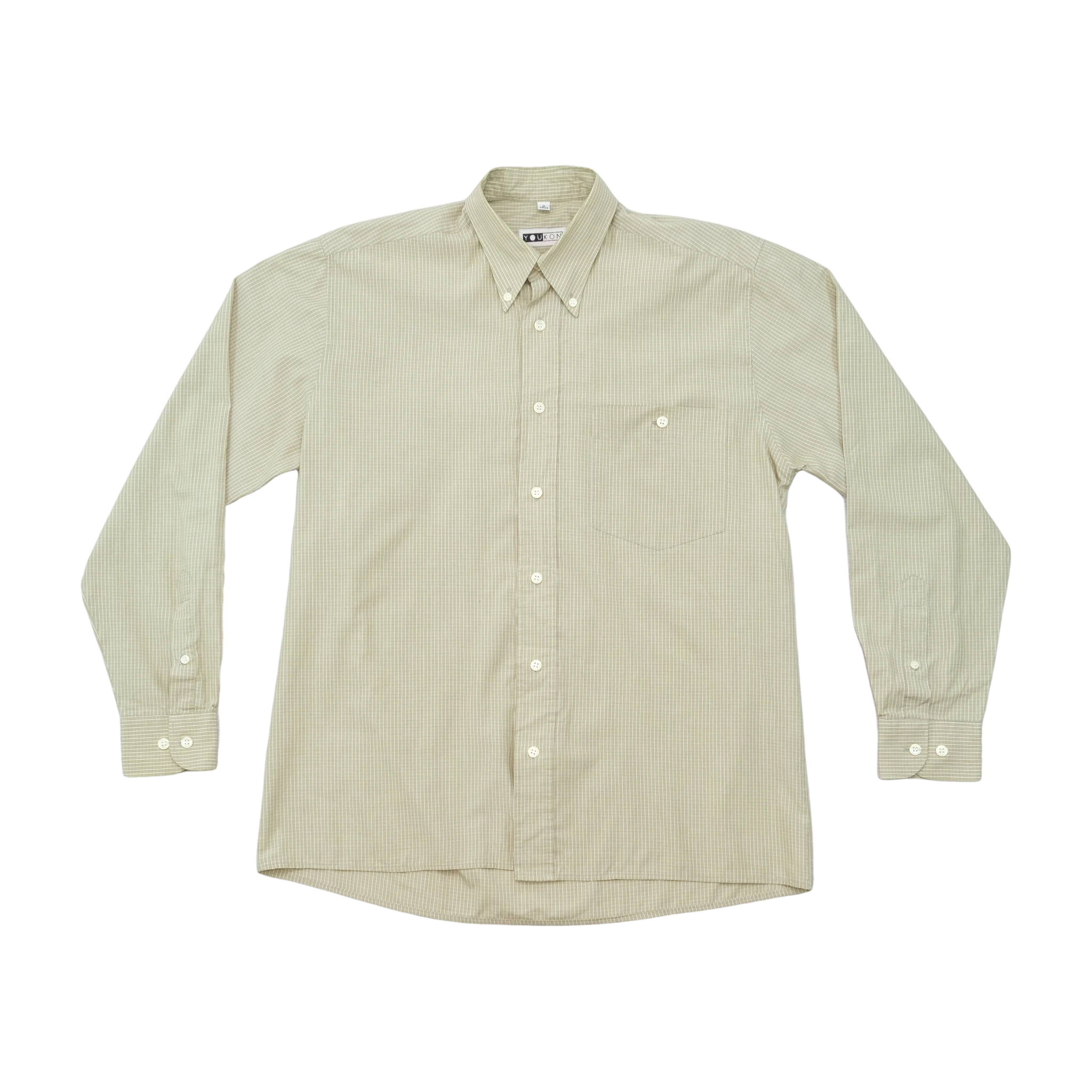 Youkon Beige Micro Stripe Button Down Shirt
