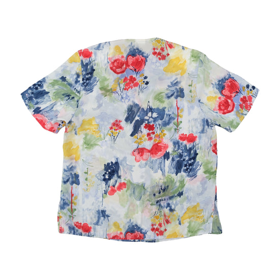 canda Watercolor Floral Print Button Up Shirt