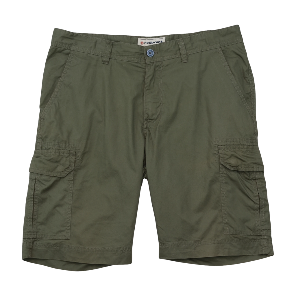 redpoint Olive Green Cotton Cargo Shorts